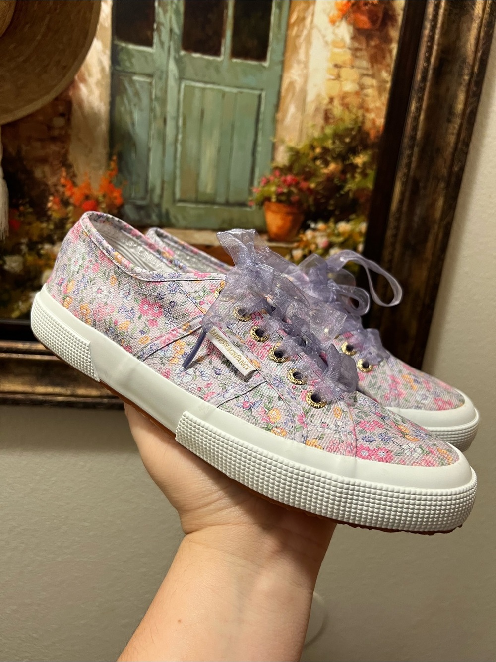 Superga x LoveShackFancy 2750 lavender Flowers Sneakers